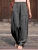 2026 Spring/Summer Women's Cotton Linen Lantern Pants - Artistic Retro Casual Long Pants with Sand Washed Ramie