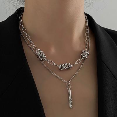 Vintage Ručně Pletený Svetrový Náhrdelník Párty Šperky Přívěsek Dámský Korejský Trendy Dvouvrstvý Řetízek Narozeninové Doplňky Dárek