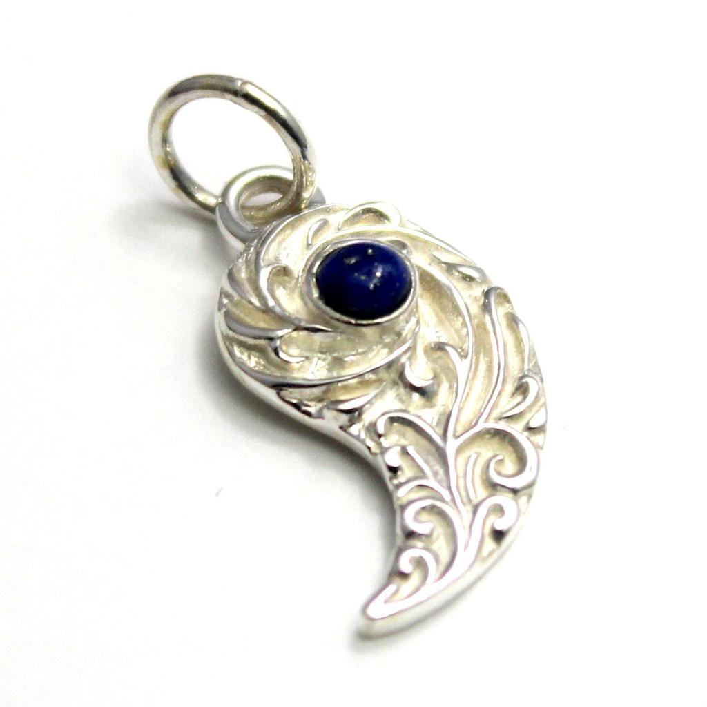 Magatama (comma-shaped Bead) with Lapis Lazuli, Sterling Silver 925 Pendant Top, by Oriental Vibrations.