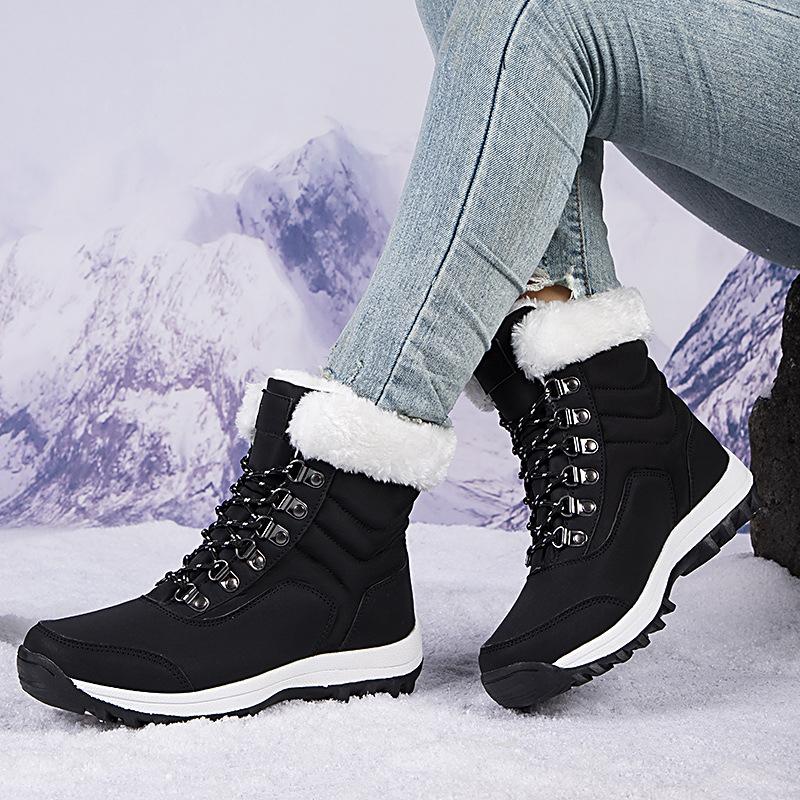 Fashion New Thick-Soled Snow Boots For Men Women Couples Outdoor Casual Shoes Plus Velvet Thickened Snow Boots For Elderly Cotton Boots