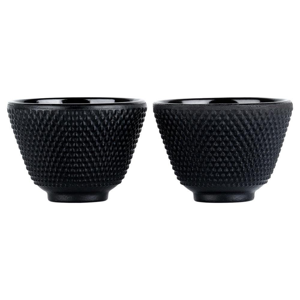 2x Cast Iron Enameled Tea Drinking Bowls, Mugs, and Japanese Cups