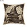2D Flat 1pc Halloween Vintage Witch Hat Throw Pillow Covers Brown Pillowcases One-Sided Printing Without Pillow Inserts Sofa Bed Decor for Living Room