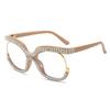 Fashion Cat Eye Glasses with Rhinestones Vintage Trendy Design Oversized Eyeglasses Women for Decoration