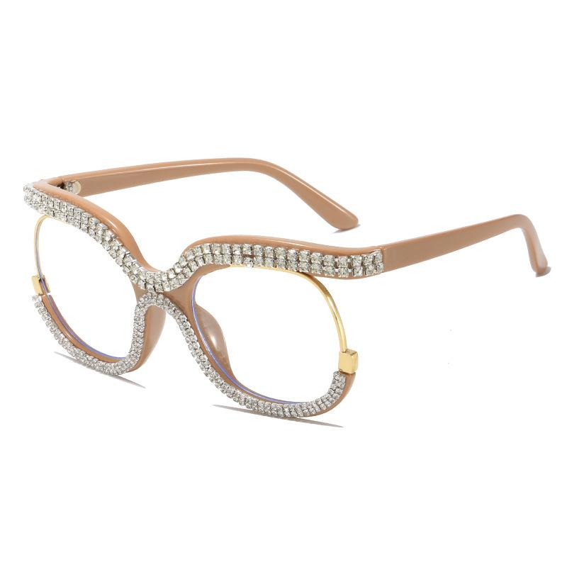 Fashion Cat Eye Glasses with Rhinestones Vintage Trendy Design Oversized Eyeglasses Women for Decoration