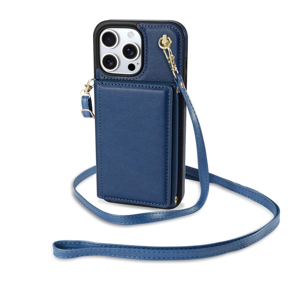 Karty Stand Slot Portfel Crossbody Etui na Telefon Dla iPhone 16 15 14 Plus 13 12 11 Pro Max 7 8 Skórzany Długi Sznurek Pokrowiec