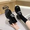 Patent leather rhinestone inner heightening loafers women's 2025 new autumn college style small leather shoes one pedal muffin single shoes