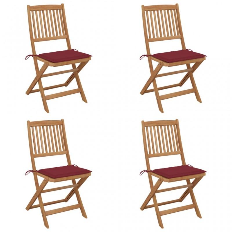 Day and Night - Day and Night Folding Garden Chairs 4 Units and Cushions Solid Acacia Wood