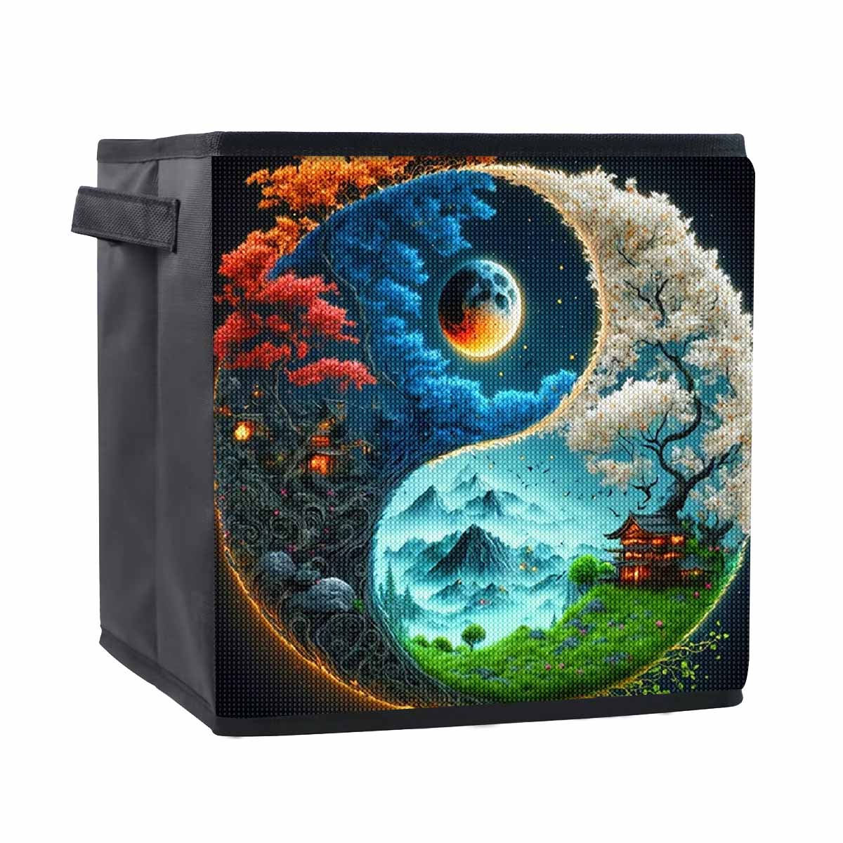 

Light and Darkness 5D Diamond Painting Storage Basket Full Round Drill Mosaic Diamond Embroidery Cross Stitch Kits Home Decor Home Decor 25cmx25cm