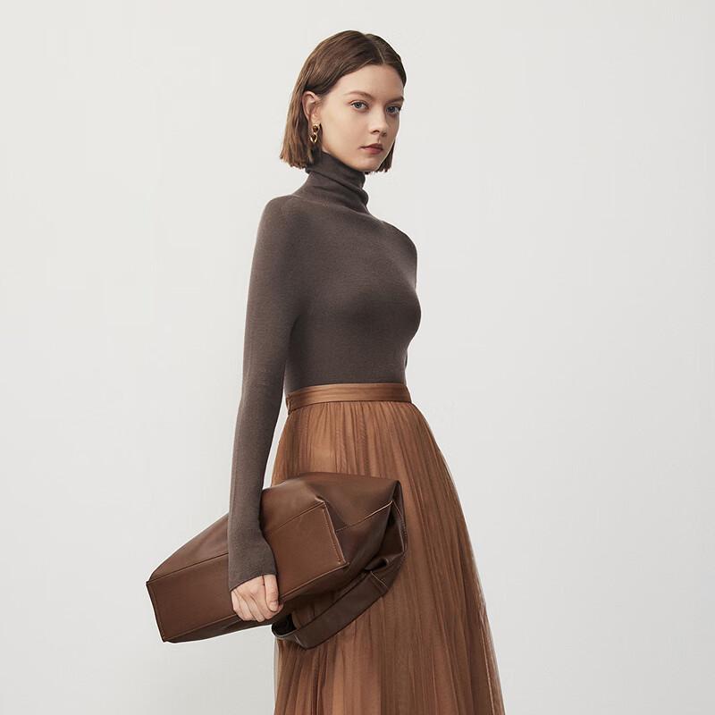 LANCY Pure Wool High-Neck Knit Sweater