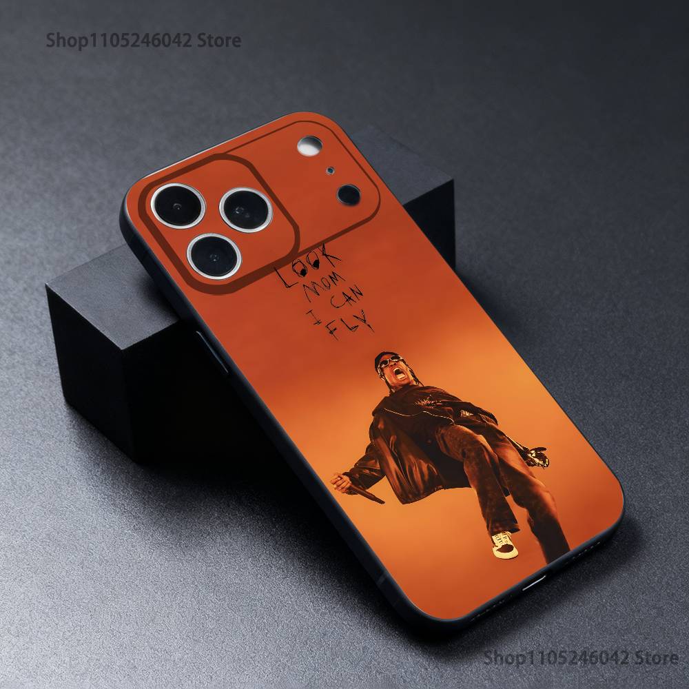 C-Cactus J-Jack Travis Scott Black Soft Cover Phone Case For iPhone 17,16,15,14,13,12,11,Pro,Max,Plus