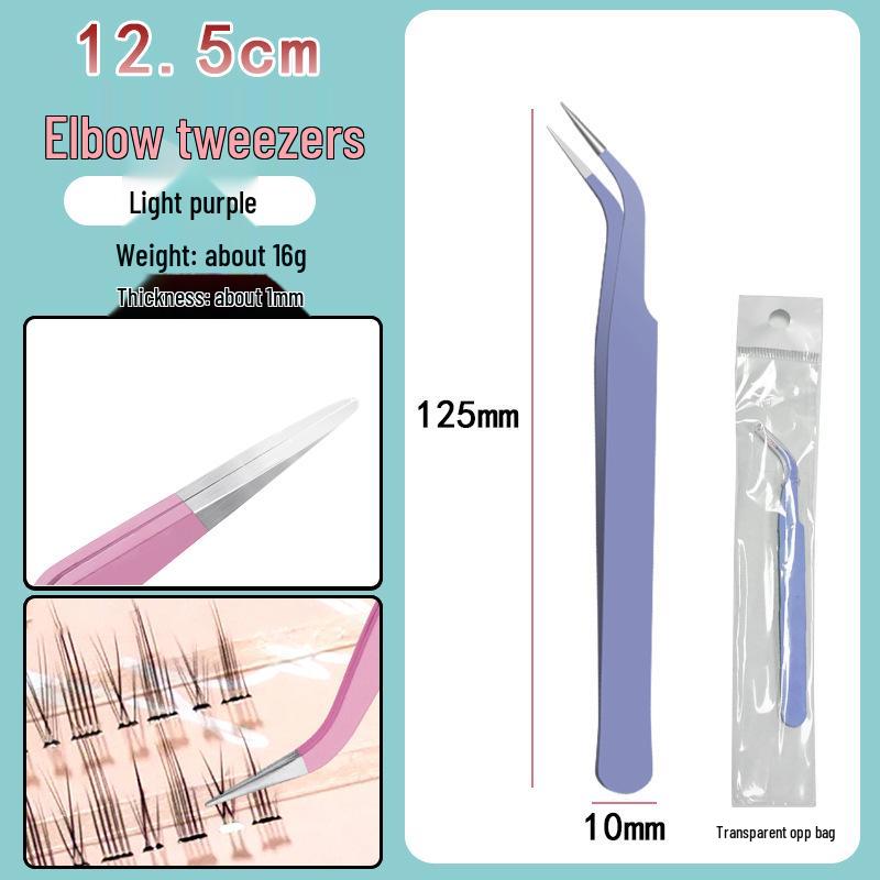 Colorful Stainless Steel Curved Tweezers for False Eyelashes and Planner Clips