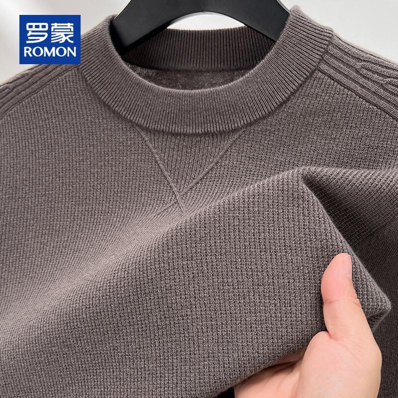 ROMON Men's 100% Pure Wool Round Neck Pullover Sweater