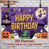 Party Backdrop Halloween Flat Spooky Ghost Pumpkin Witch Multi Layered Celebrations Celebration Photo Booth Front Door Decor