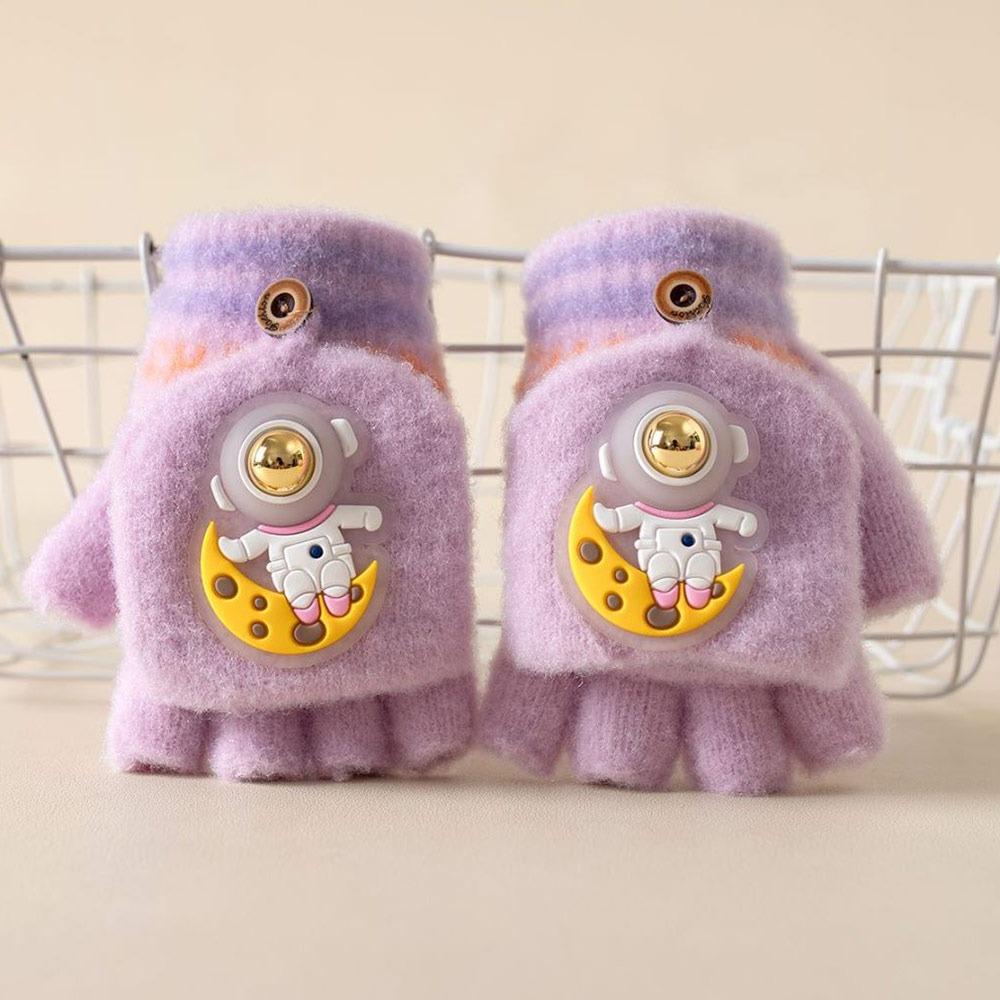 Cycling Winter Kids Gloves Half Finger Flap Gloves for 3-12 Years Boys Girls