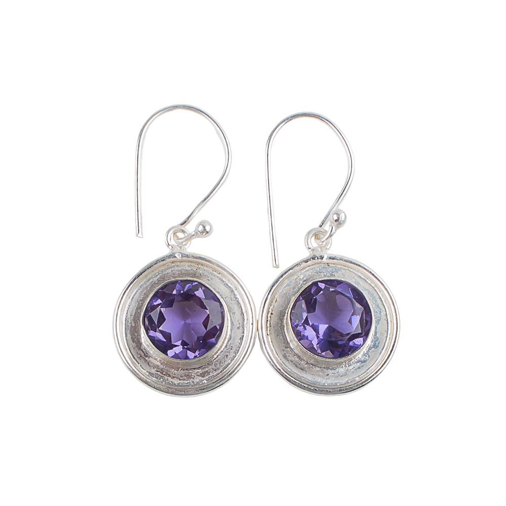 Iolite Gemstone 925 Sterling Silver Jewelry Designer Round Earrings 1.40" EE-4-5