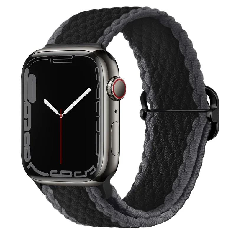 Geflochtener Solo Loop für Apple Watch 10 Band 42 mm 46 mm 45 mm 44 mm 40 mm 9 8 7 6 5 4 SE 2 Verstellbares elastisches iWatch Ultra Nylonband