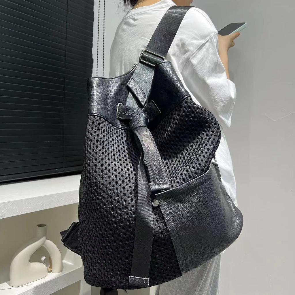 Women'S Mesh Lightweight Shoulder Bag Large-Capacity Splicing Trend Handbag