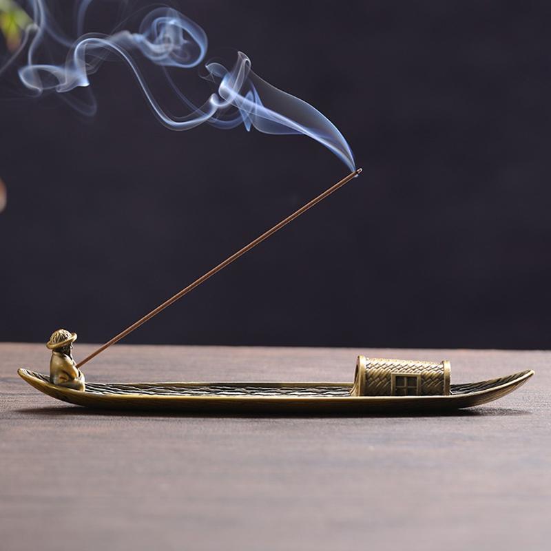 Bruciatore di Incenso Creativo, Barca da Pesca, Vecchio che Pesca, Bruciatore di Incenso Giapponese, Decorazione per Aromaterapia, Articoli per l'Arredamento della Casa