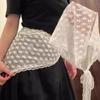 Lace Flower Jeans T-shirt Scarves Headband Elegant Women Lace Flower White Sweet Triangle Scarf Ins Style Ribbon Artistic Travel