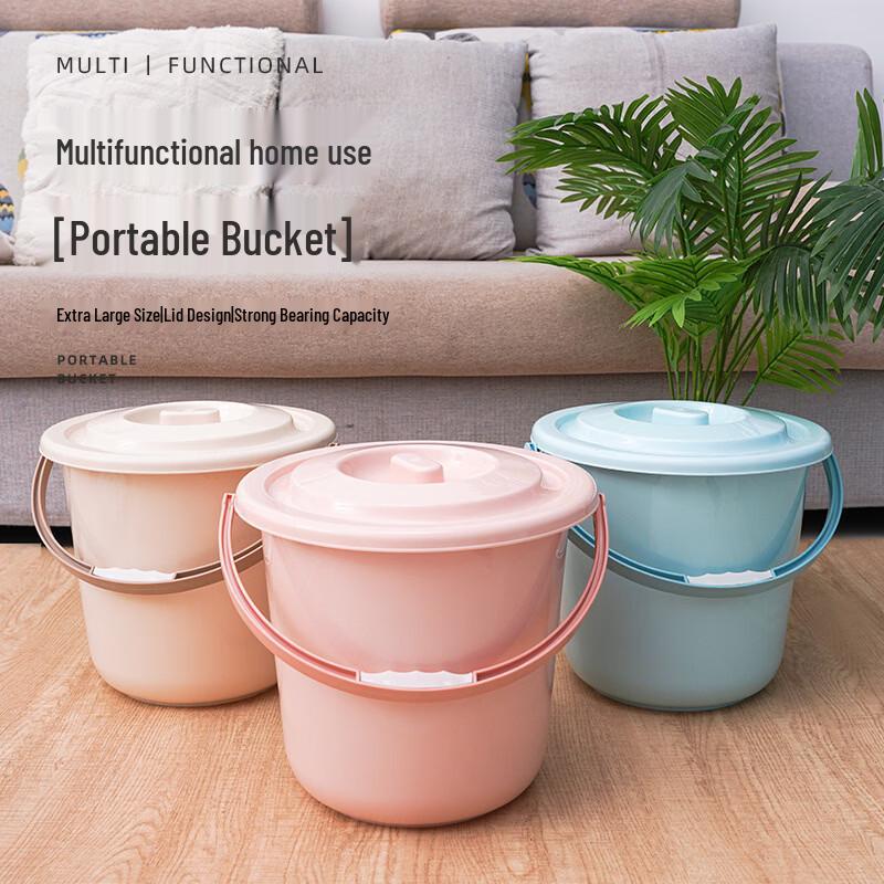 Thickened Portable Plastic Storage Bucket with Lid