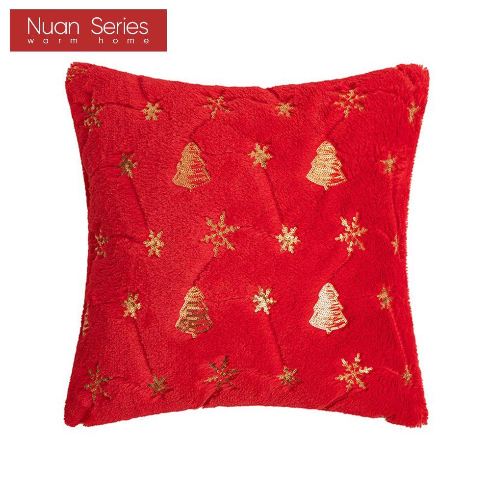 1 ks Povlak na polštář Nuan Series Módní vánoční styl Vyšívaný zlatou nití Povlak na polštář pro pohovku Obývací pokoj Ložnice Domácí dekorace