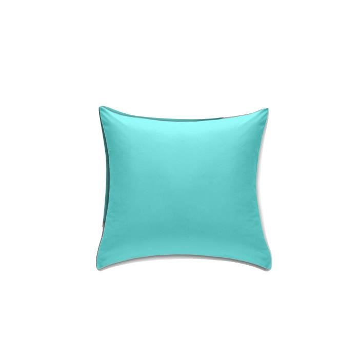 Taie d’oreiller - TURQUOISE - 100% Coton - 65x65 cm - Lavable - Uni