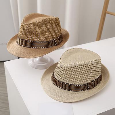 Sommer Strohhut Atmungsaktives Gewebtes Material UV-Schutz Hut mit Breiter Krempe Vielseitiges Sommeraccessoire