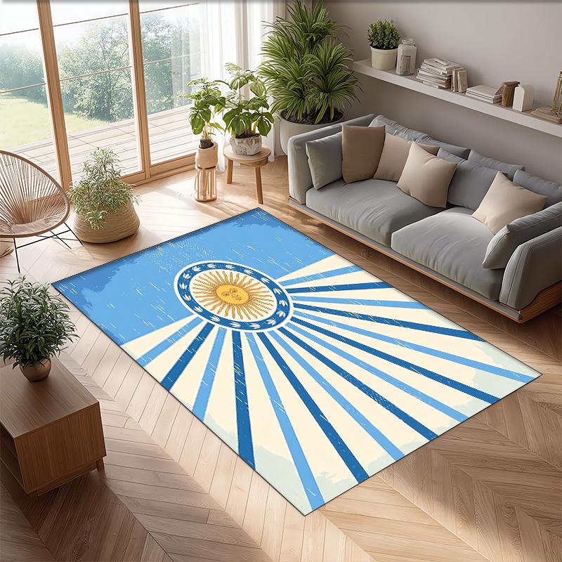 Tappeto in Flanella Stampato Squadra Nazionale di Calcio Argentina Antiscivolo Morbido Poliestere Tappeto per Pavimento Tappetino Decorativo per Interni per Camera da Letto Soggiorno Divano