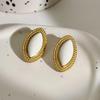 New Fashion Elegant Inlaid Resin Stainless Steel Stud Earrings for Women Retro 18K Gold Plated Geometric Earring Jewelry Gift