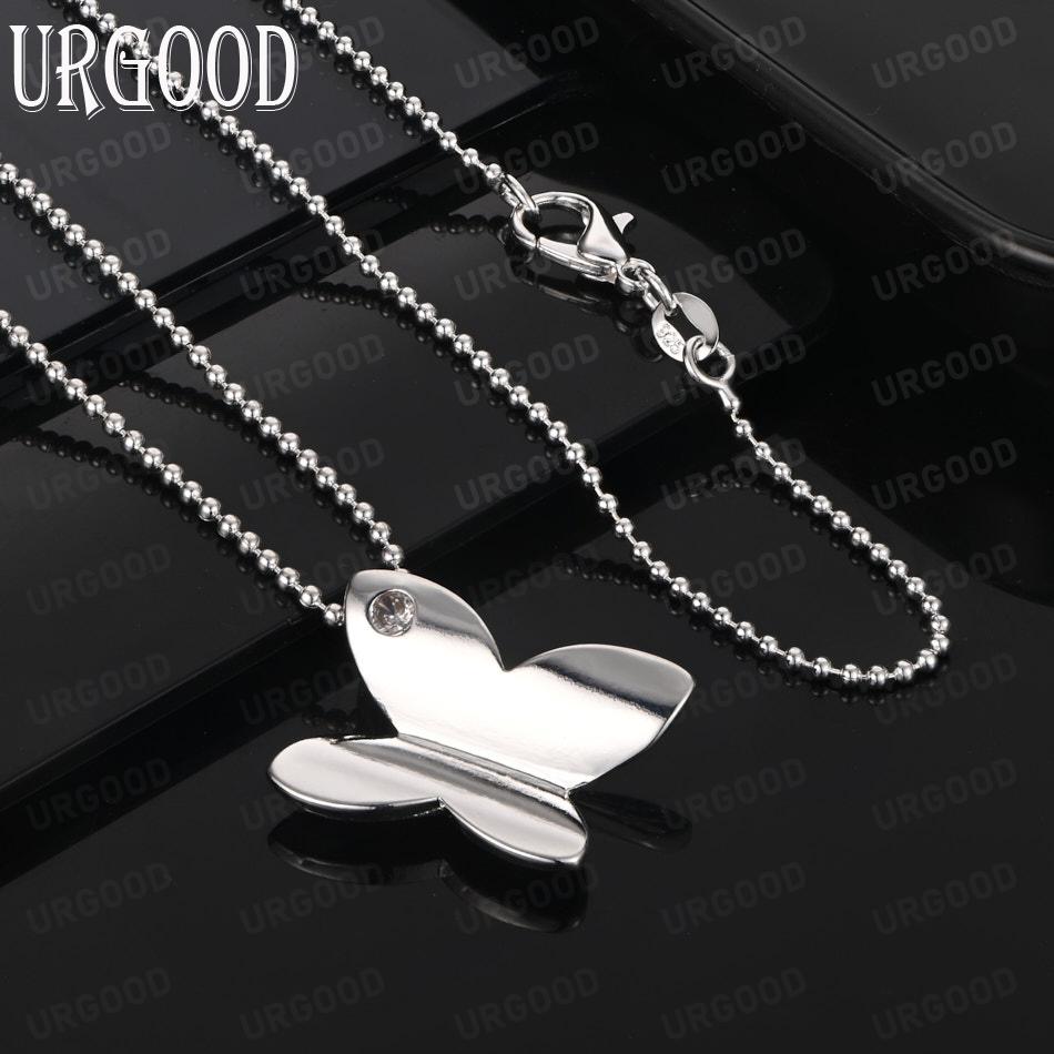925 Sterling Silver Butterfly AAA Zircon Pendant Necklace Fashion Wedding Jewelry