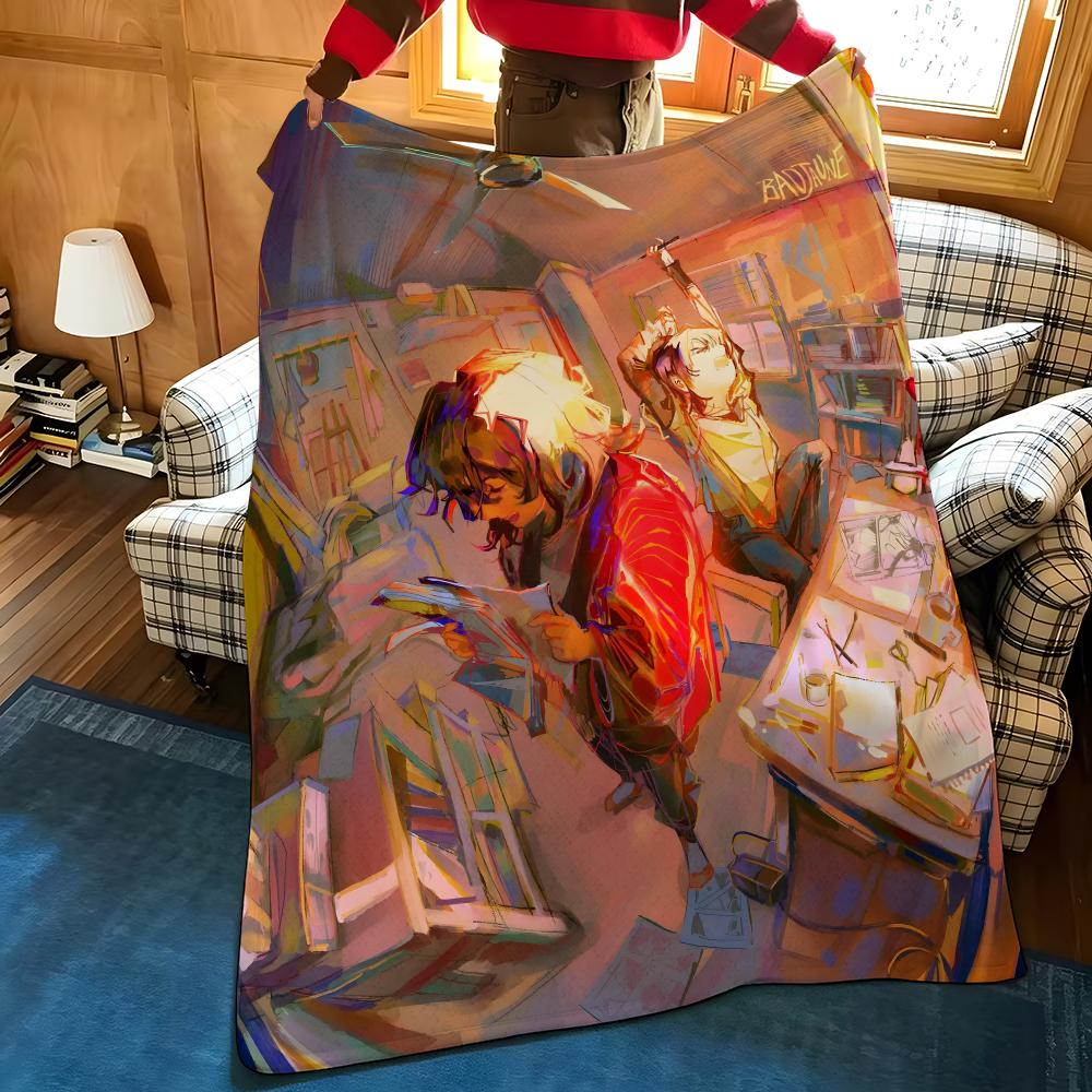 Anime L-Look B-Back Throw Flannel Blanket Suitable for Sofas Beds Offices Travel, Camping Chairs