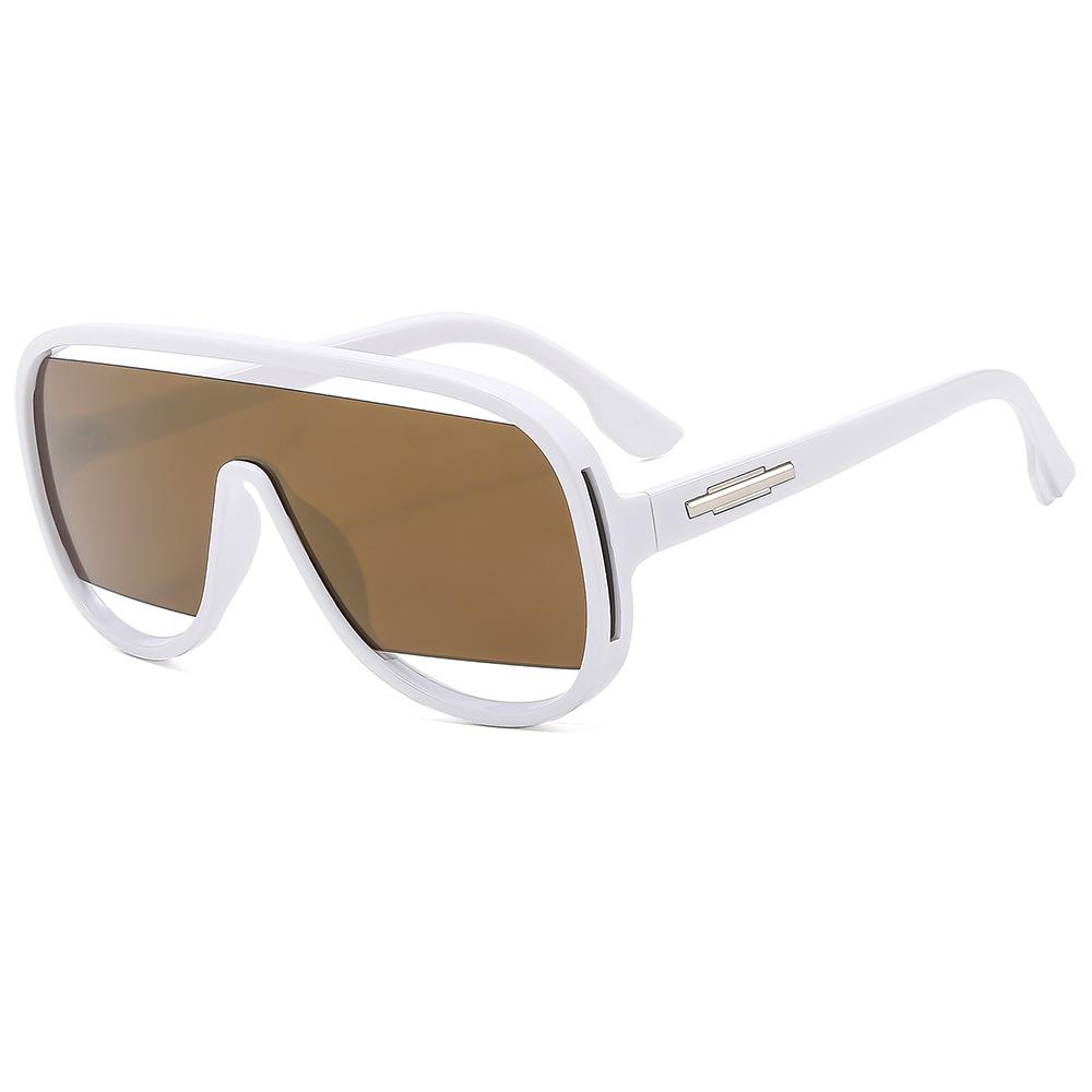Trendy Oversized Pilot Men Unique Hollow Sun Glasses Glasses Ladies Vintage One Piece Gradient Mirror Shades UV400 Rimless Sun Eyeglasses