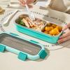 Microwave Stainless Steel Single Layer Partition Lunch Box, Leak Proof Fresh Keeping Bento Container Portable Food Storage Box