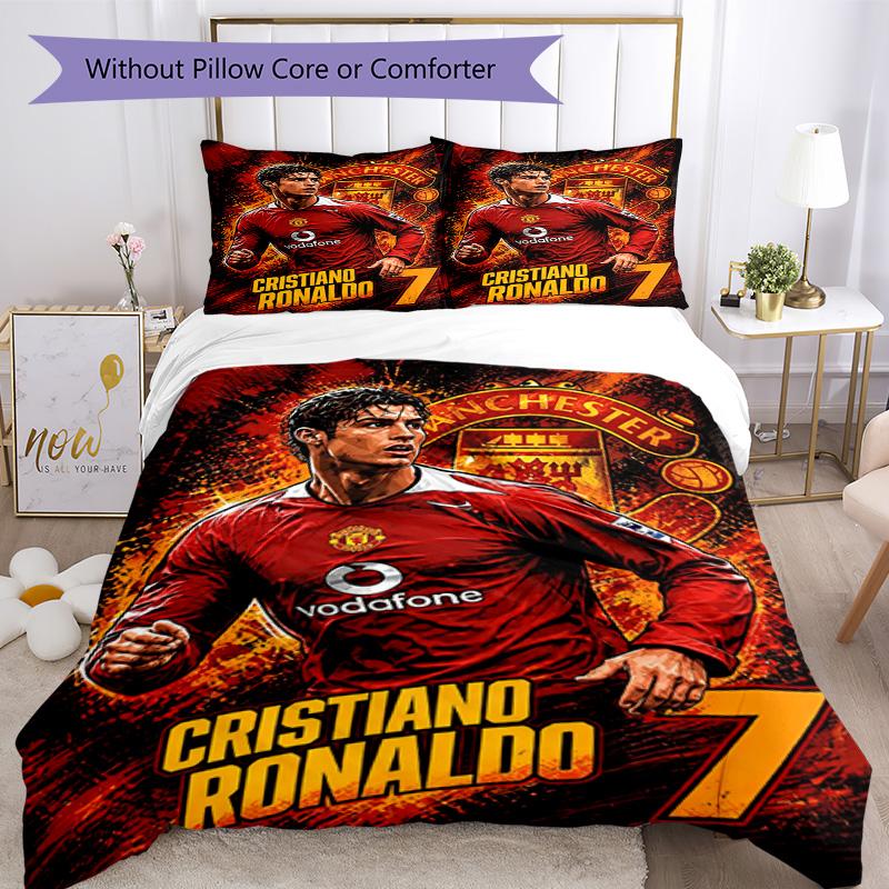 Cristiano Ronaldo Bettwäsche-Set Atmungsaktiver Bettbezug mit Kissenbezügen Heimdekoration Geburtstagsgeschenk