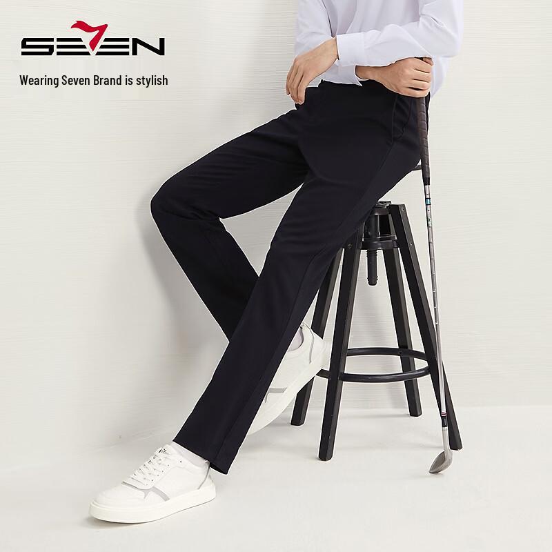 SEVEN Men's Wool Blend Business Casual Slim-Fit Straight-Leg Pants