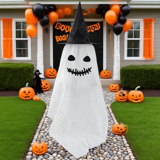 Halloween Ghost Decorations DIY Expressions Spooky White Ghost Craft Kit with Witch Hat for Outdoor Indoor Yard Garden Lawn Decor