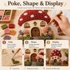 Whimsical Village Creative 3D Fabric Poke Art DIY Kit Mushroom Cottage Village Hand‑Poking Craft Making Set For Adults Beginners