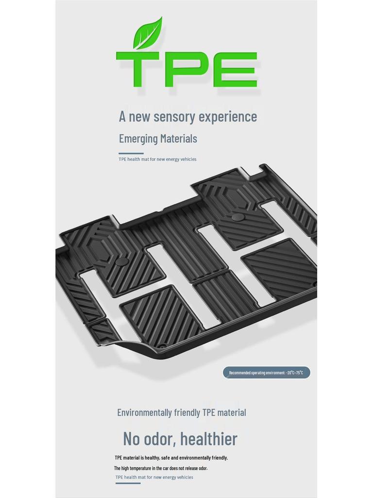 Eco-friendly TPE Car Mats Set for 2024-2025 AITO M9: Orange Floor, Seat Back, and Trunk Mats