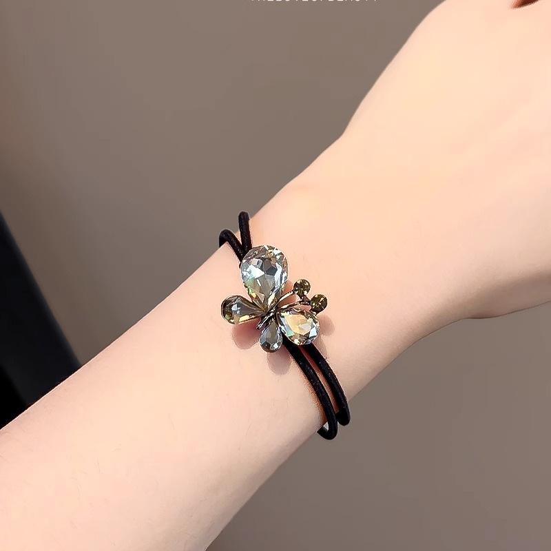 Korean Elegant Butterfly Hair Rope Female Exquisite Imitation Crystal Headband Girl Tie Hair Rubber Band Hair Rope Headgear