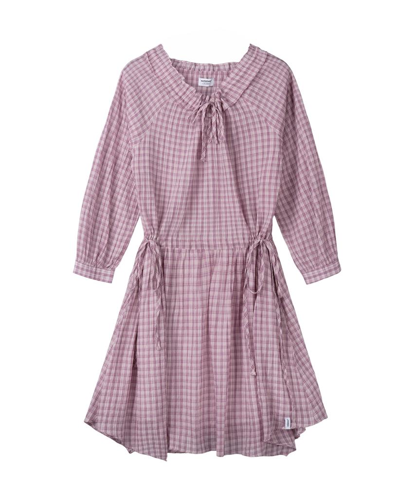 Mellotoli Frill Neck Check Midi Dress (2 Colors)