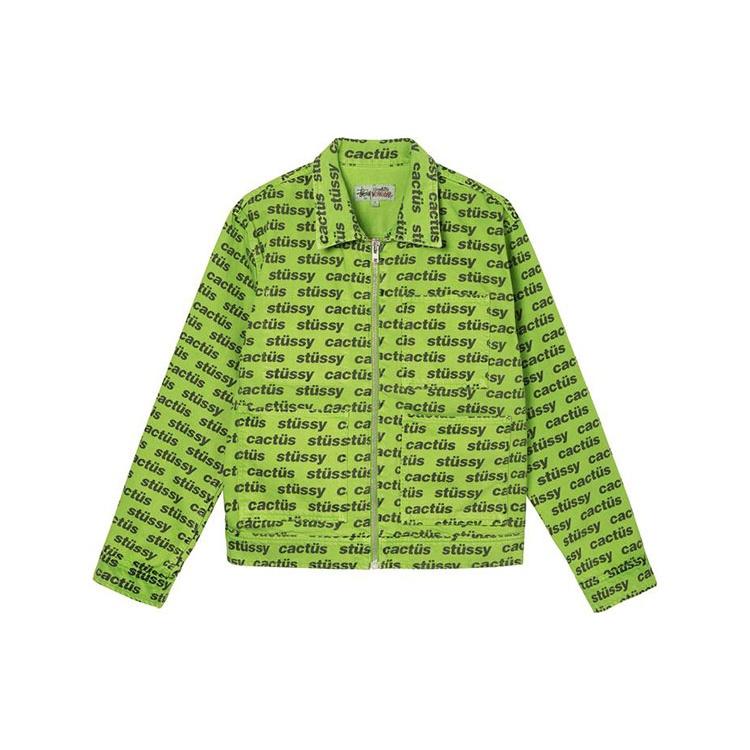 Stussy x CPFM Crossover Zip Work Jacket Alphabet Logo Full Print Denim Unisex Green 315284