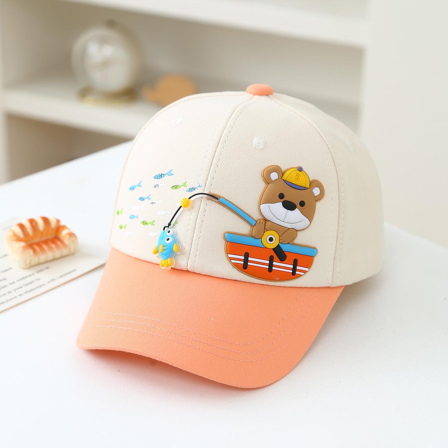 

Cartoon teddy bear children s baseball cap cute boy sun hat 2-8 years old children s duckbill cap baby outdoor sun mask 52-54CM