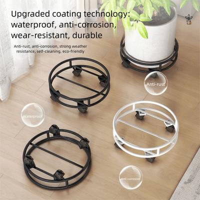 Sturdy Construction Rolling Plant Pot Stand with Wheels Lockable Round Planter Rack Non-slip Large Load Bearing