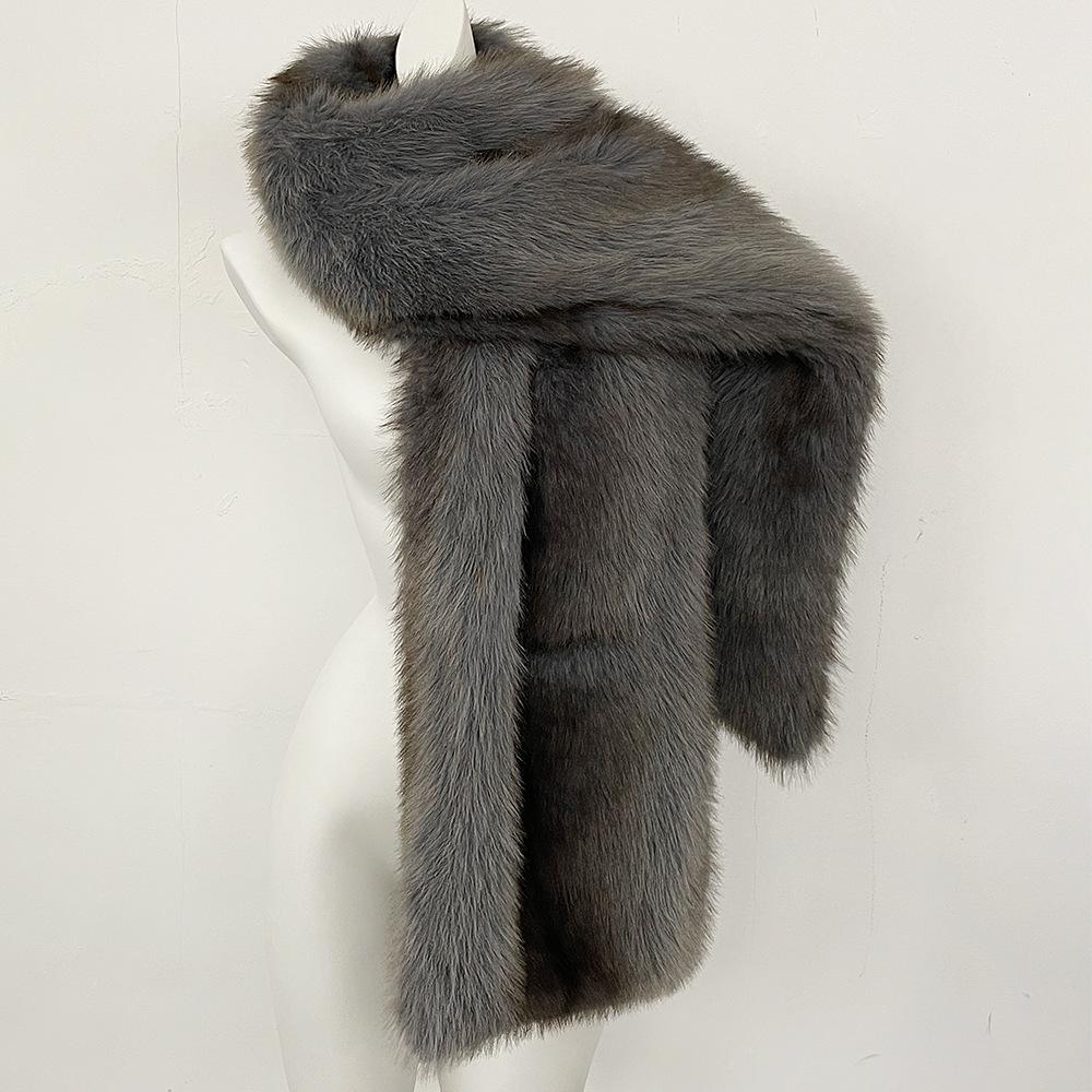 Autumn and winter new women's long scarf cape shawl dual-purpose fluffy coat imitation fox fur shawl scarf