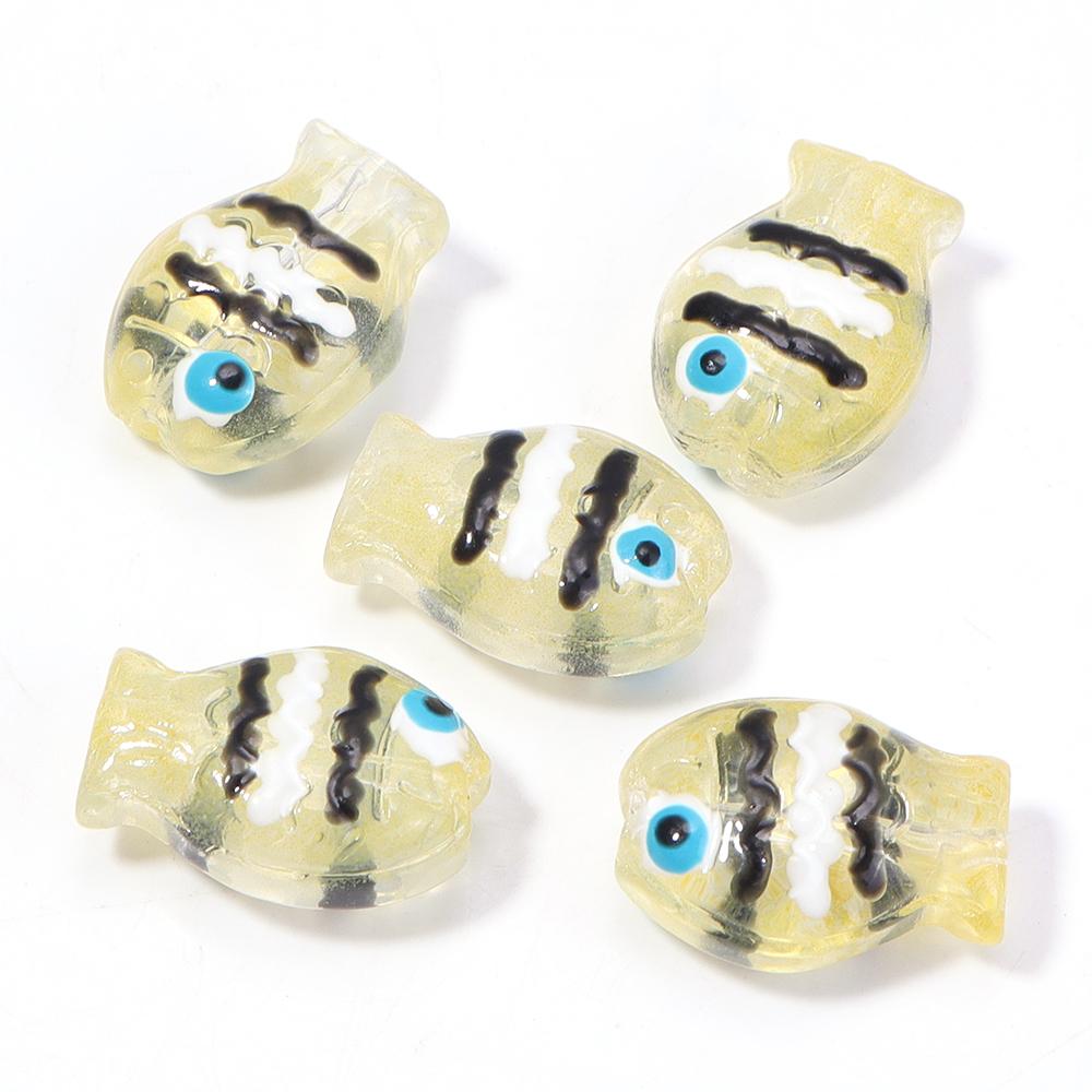 5pcs/lot Colorful Hand-painted Lampwork Beads Cute Cartoon Ocean Fish Loose Glass Bead For DIY Fashion Bracelet Earrings Jewelry