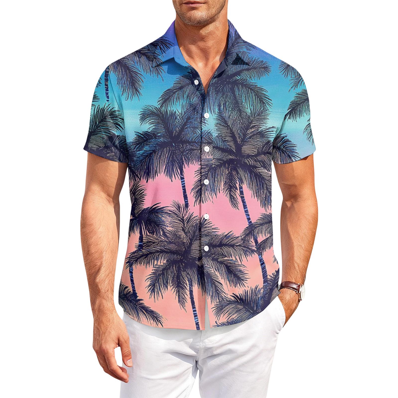 Men s Casual Short-Sleeve Collared Shirt L