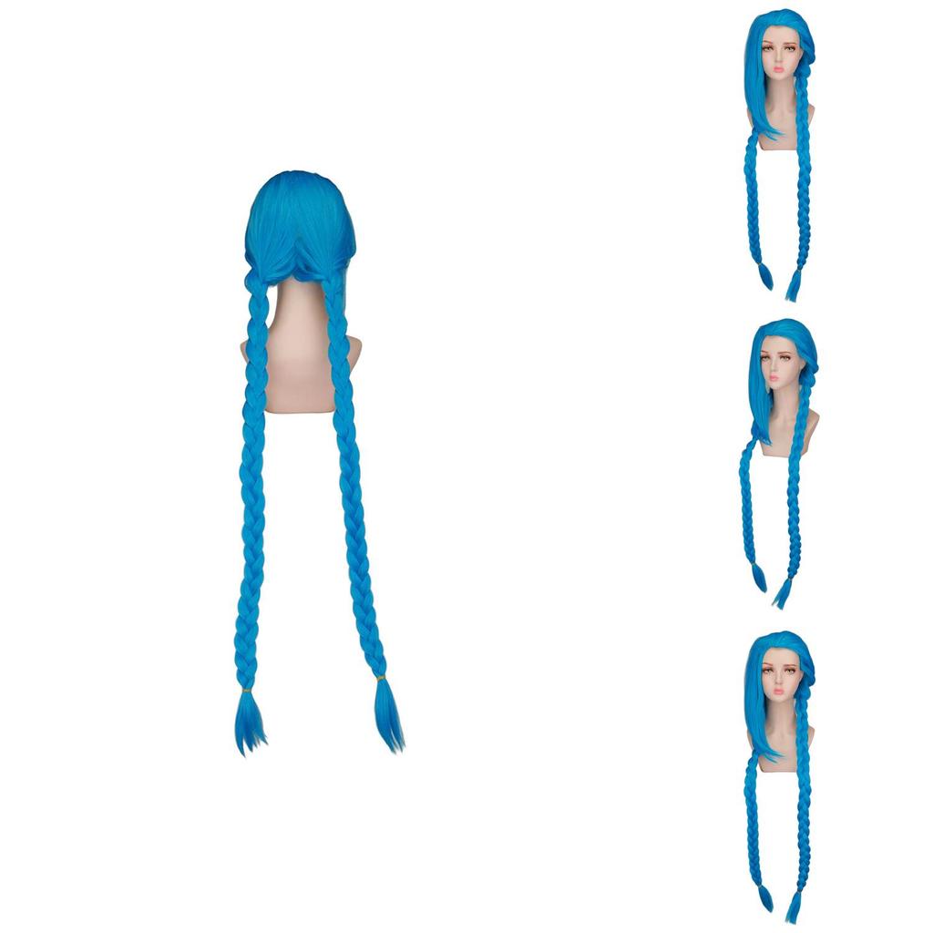 Lol Parrucca Cosplay Jinx in Seta Traspirante ad Alta Temperatura per Fan di Anime