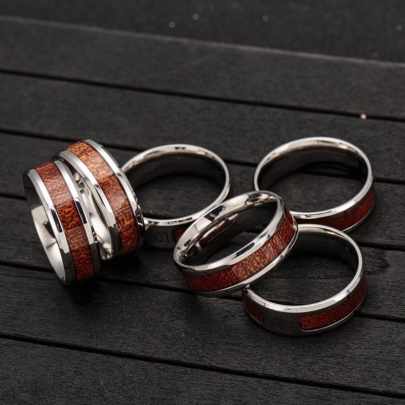 New Nordic Vikings Runes Amulet Life Tree Ring Men Stainless Steel Mosaic Wood Semi-circle Rings For Women Mens Gift
