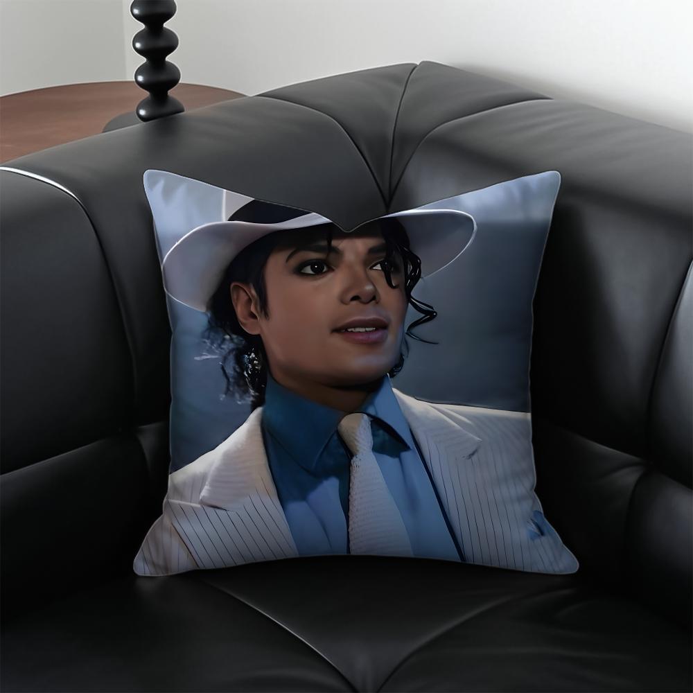 M-Michael Jackson Pop King Cushion Cover Pillow Case Anti-Dustmite Invisible Zipper Silky Plush Cushion