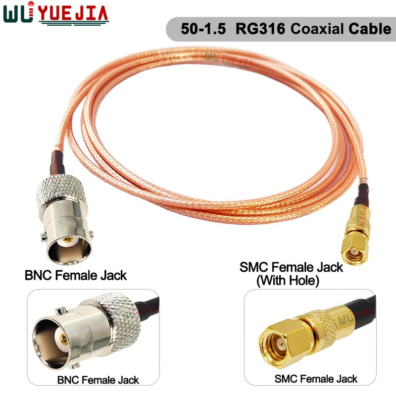Q9 BNC Female to SMC Male Plug Connector RG-316 50-1.5 Low-Loss Highly Flexible RF Coax Cables For GPS LTE Network Radio Modems